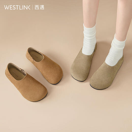 西遇一脚蹬勃肯鞋全包女款早春舒适软底奶奶鞋圆头平底单鞋D0047586 商品图0
