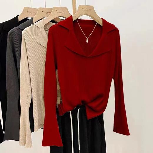 【YW】无忧购法式Polo翻领修身显瘦长袖内搭针织打底衫1281(截单后7天发货) 商品图12