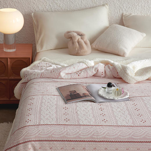 自然醒立体雕花绒羊羔绒毯秋冬加厚毛毯办公室午睡毯冬季沙发毯保暖披肩毯空调毯MT 商品图5