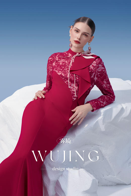 4202016 馥郁芳盈 进口醋酸乱麻，立体绣花料连衣裙 雾境 商品图4