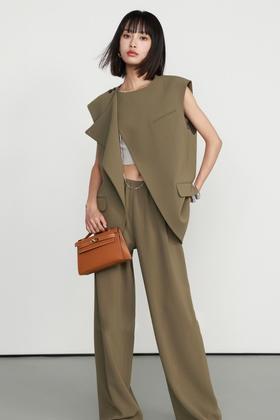 Kai & Kiera 极简不对称西装马甲长裤套装 18699