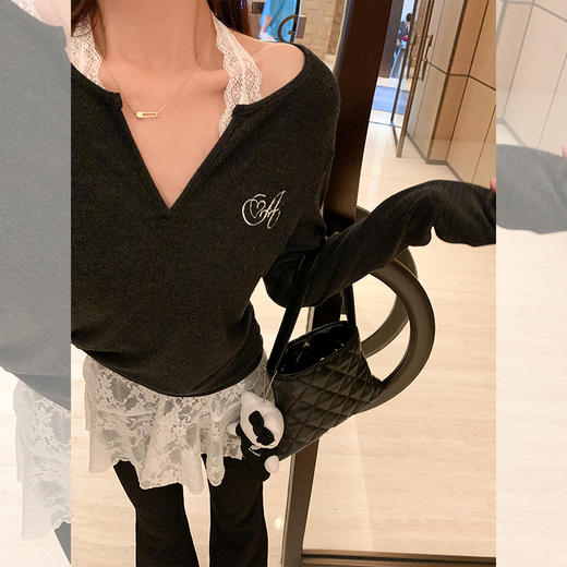 <曾小咸推荐>黑灰色上衣 日常99.99/件 立减50 秒杀价49.99/件 蕾丝打底衫 日常89.99/件 立减50 秒杀价39.99/件！！ 商品图2