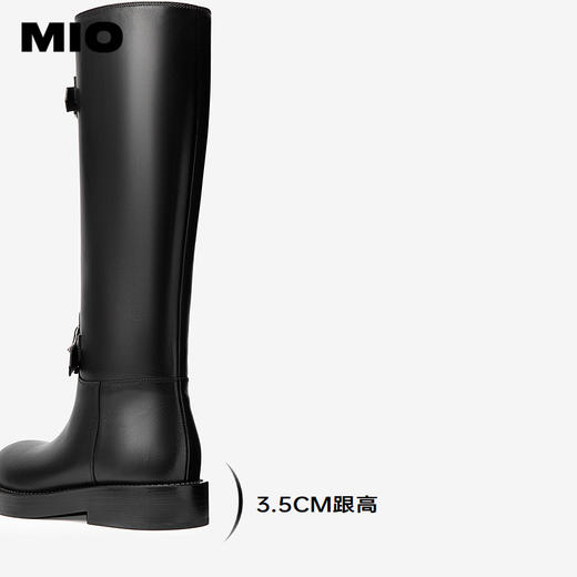 MIO米奥冬季牛皮革骑士靴潮流酷飒个性长筒靴厚底靴子女M245895323 商品图4
