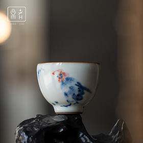 问鼎鼎者青花韶秀杯（小）（公鸡）（花卉）（缺货）