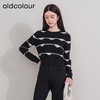 oldcolour欧珂新款圆领长袖不规则横纹毛织套头衫女P440508A1 商品缩略图2