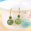 【醉漾】S925银镀金镶嵌和田碧玉圆珠耳饰【RP-EZ011198】 商品缩略图0