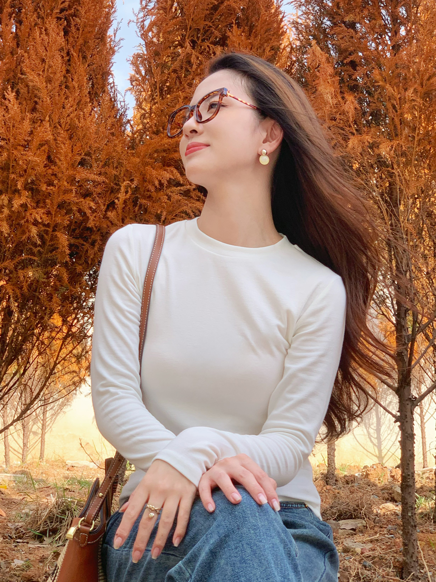 【百图lulu定制】【预售7天发】【双奶皮打底衫】Q弹 仿蛋白羊绒 圆领长袖 T恤