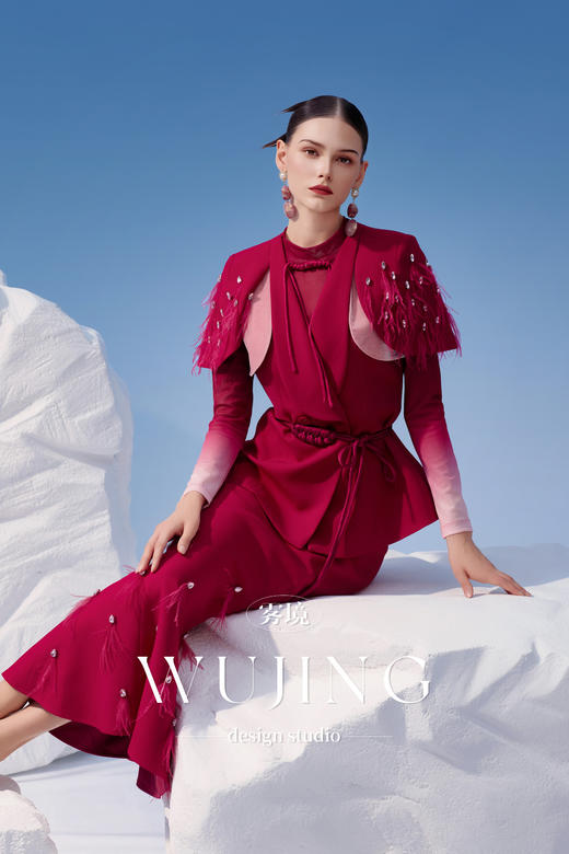 4202024 馥郁芳盈 进口醋酸乱麻鱼尾半裙 雾境 商品图4