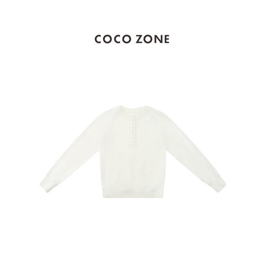 COCO ZONE 100棉设计感纽扣立领长袖卫衣 CC2C1650 商品图0