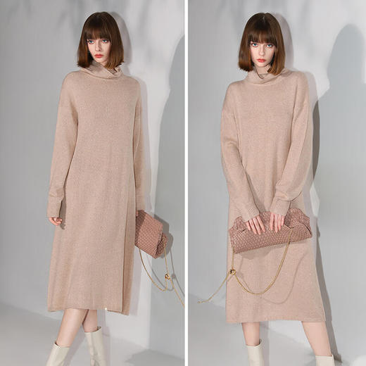 COCOBELLA[璀璨星河]金葱亮片针织连衣裙女高领毛衣裙FR3066 商品图5