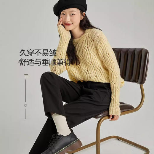 「高质感！秋冬毛呢裤」毛呢裤子女秋冬季2024新款显瘦萝卜奶奶裤宽松直筒加绒休闲哈伦裤下装 商品图3