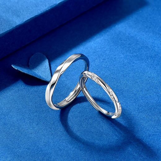 卡蒂罗/KADER 共赴爱河系列 时光印记情侣对戒 莫比乌斯钟爱久久可调节情侣对戒 经典浪漫无尽的爱恋爱频率 礼物 商品图5