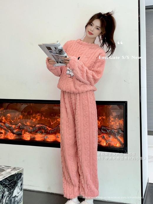 【YW】无忧购“”79元3件秋冬季哈帕狗提花舒棉绒套装加厚保暖卡通可外穿女士家居服（截单后3-5发货) 商品图11