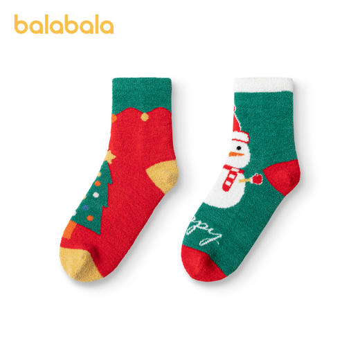 巴拉巴拉儿童保暖袜子冬季舒适加绒半边绒男童女童短袜护踝两双装 商品图4