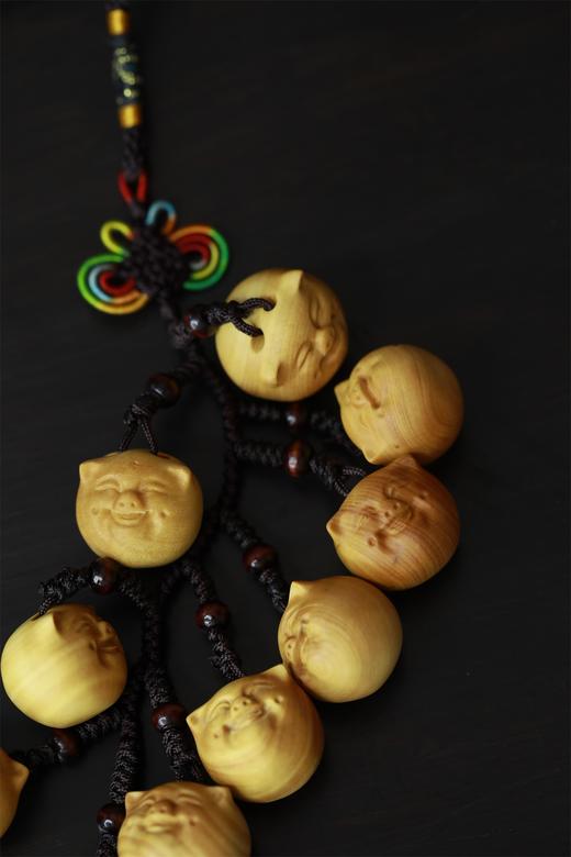 十粒萌猪串°黄杨挂件 商品图1