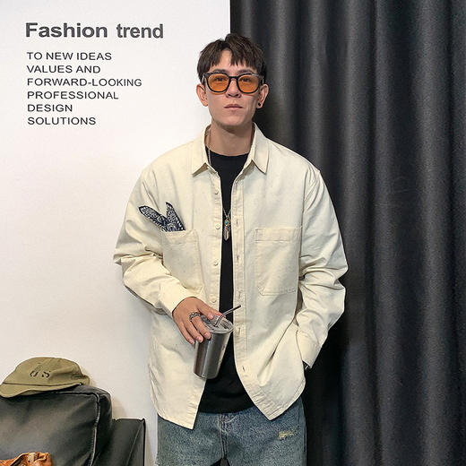 徐太浪日系复古百搭潮流工装衬衫男春秋翻领纯棉上衣休闲衬衣外套 商品图0
