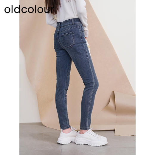 oldcolour欧珂冬季新款高腰直筒修身水洗牛仔长裤女P431106A1 商品图4