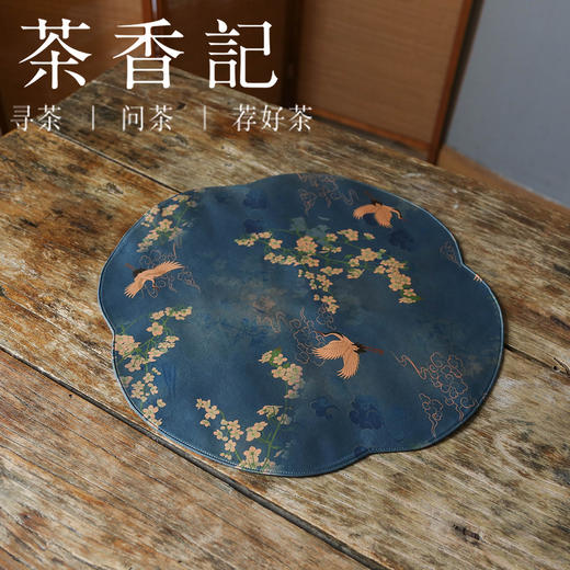 茶香记 中式风 双面缎面海棠茶席 梅竹 云鹤 牡丹 茶席布茶道零配  古典优雅 商品图0