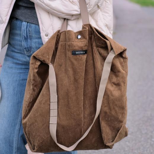 灯芯绒托特包/MOiKKA/大容量通勤单肩包/复古条绒帆布包/休闲斜挎包【上海仓发货】 商品图3