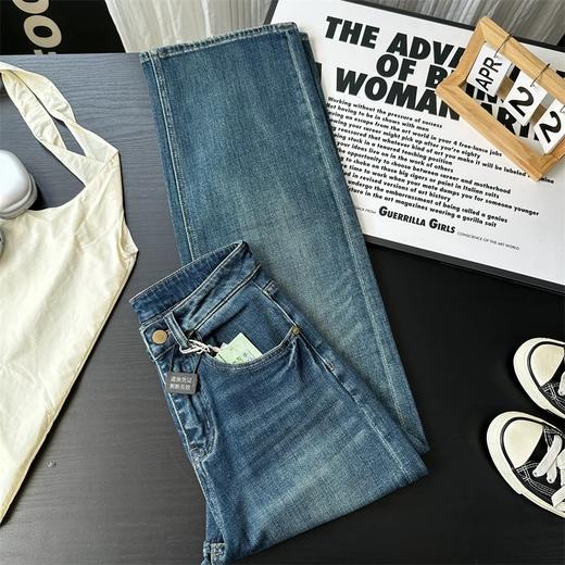 老米优品🎈篙端款《复古微拖地窄版阔腿牛仔裤》面料炒鸡舒服，行走的纸片人，显瘦宝藏裤！K240911A 商品图7