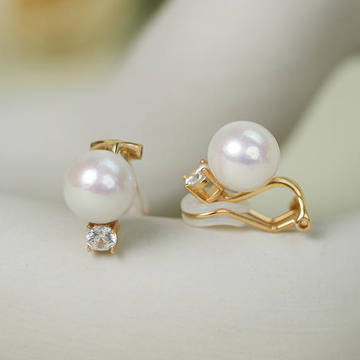 Manreya玛芮雅王妃精品银镀金0感珍珠耳夹 商品图9