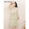 勿忘花绿色复古假两件改良旗袍连衣裙春季新款中式国风裙子 商品缩略图2