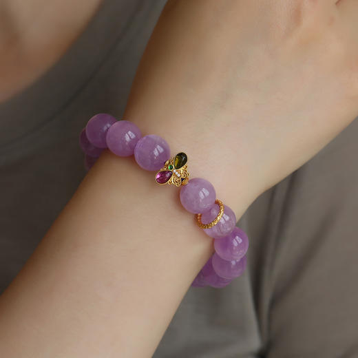 高品冰透紫锂辉手链13mm   JD 商品图2