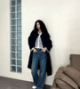 老米优品🎈篙端款《复古微拖地窄版阔腿牛仔裤》面料炒鸡舒服，行走的纸片人，显瘦宝藏裤！K240911A 商品缩略图1