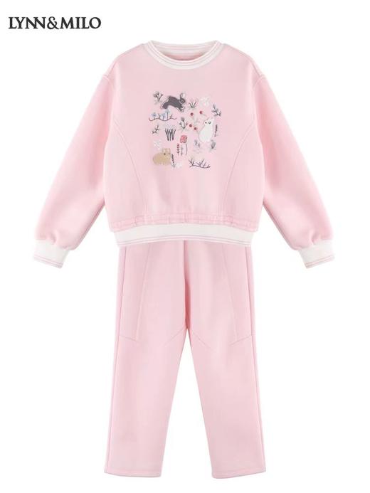 天空之城-LYNN&MILO粉色休闲百搭兔子刺绣两件套 商品图1