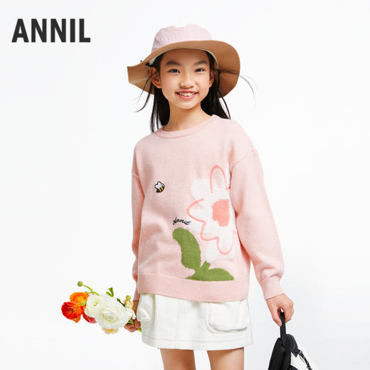 女童甜趣提花保暖毛衣安奈儿童装实体店同款AG434525 商品图0