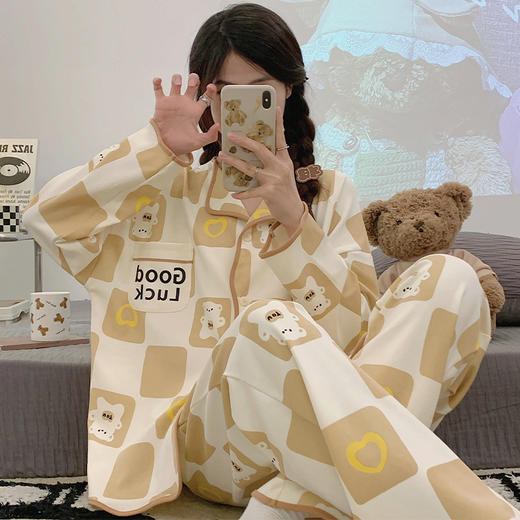 【甜美舒适！家居服套装】睡衣女士纯棉春秋季新款长袖甜美秋冬款薄款大码家居服套装。ry 商品图7