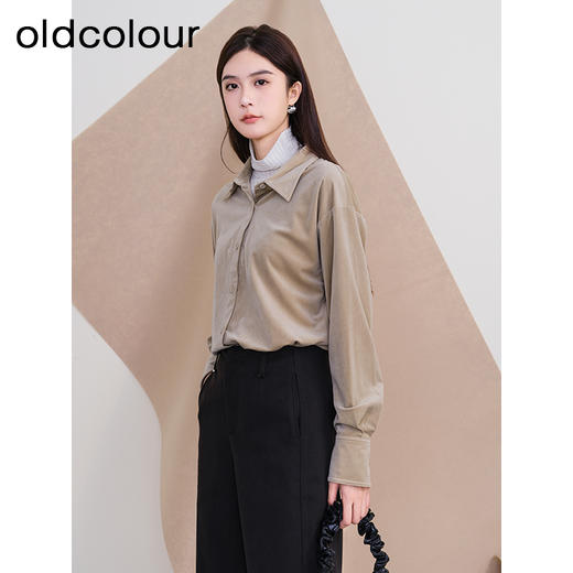 oldcolour欧珂冬季新款休闲时尚纯色长袖衬衫女P450103A1 商品图3