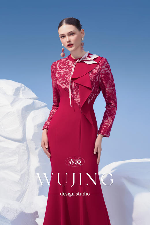 4202016 馥郁芳盈 进口醋酸乱麻，立体绣花料连衣裙 雾境 商品图2