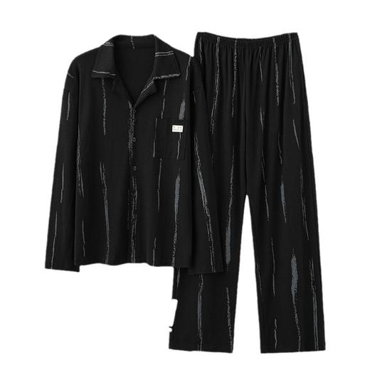 舒适情侣睡衣女 长袖长裤开衫睡衣套装 春秋季2024新款 男士大码可外穿家居服套装 商品图4