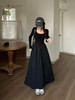 【赫本风法式方领长袖连衣裙】春秋高级感气质收腰内搭大摆打底长裙 商品缩略图1
