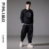 PINLI品立2024秋季新款贴布烫钻套头卫衣国潮盘扣宽松休闲男上衣BG243109008 商品缩略图1