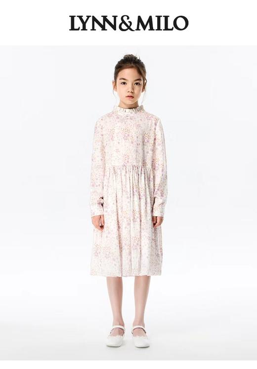 天空之城-LYNN&MILO粉色天丝棉碎花长袖中式连衣裙 商品图0