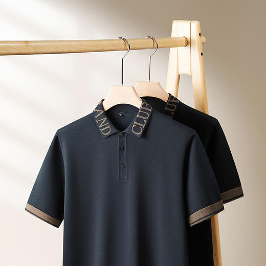 【新款DPF】大依优型翻领毛衣针织短袖背心休闲针织衫毛背心满印字母加肥加大上衣男士胖子大码毛衫t恤打底 商品图2