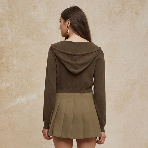 PG631斯尔丽24秋季新款含羊毛时尚拉链帽衫搭配背心两件套廓形针织衫 商品图1