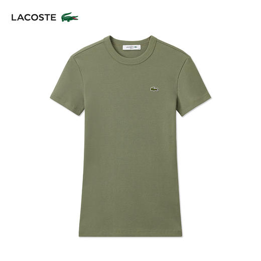 LACOSTE法国鳄鱼女装新款纯棉修身纯色圆领休闲短袖T恤TF5538-98 商品图0