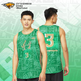 辽宁飞豹男篮官方商品丨辽篮城市满印篮球衣运动上衣白绿速干透气
