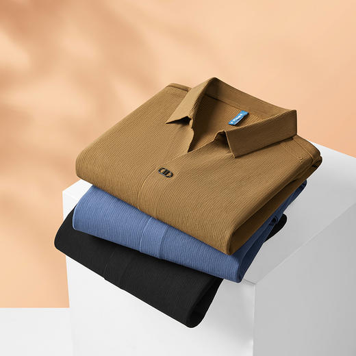 【封口款】【新款DDP】大依优型大码V领长袖卫衣翻领男装加肥加大体恤大号上衣胖子弹力休闲商务 商品图3