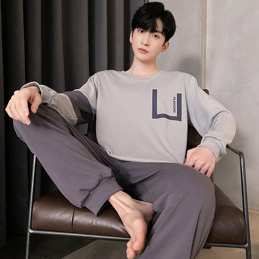 【无感安心睡眠家居服】男士家居服套装 春秋款纯棉长袖 新款休闲加大码 秋冬可外穿家居服，加大码设计，轻松舒适，可外穿家居两相宜 商品图13