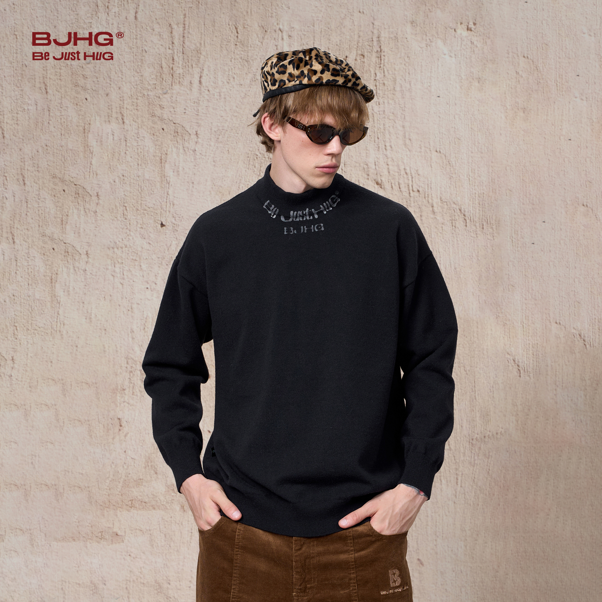 BJHG不计后果秋季2024新款毛衣针织衫男女款秋宽松休闲情侣打底衫