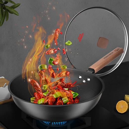 【小家电】康巴赫（KBH）炒锅 无涂层深氮防锈精铁锅平底炒菜锅电磁炉明火通用深氮防锈铁锅32cm KGS-C32BHF 商品图1