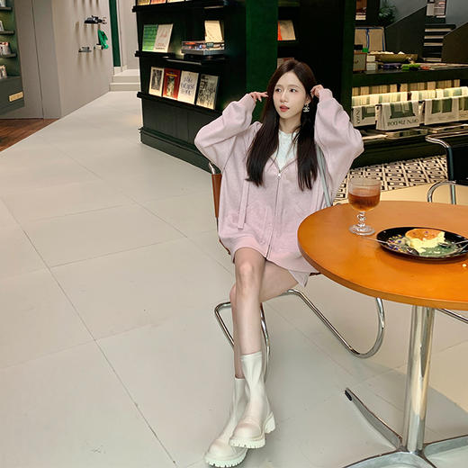 金蘑菇菇【水蜜桃子】高定设计师款卫衣套装慵懒显瘦上衣半裙套装 商品图3