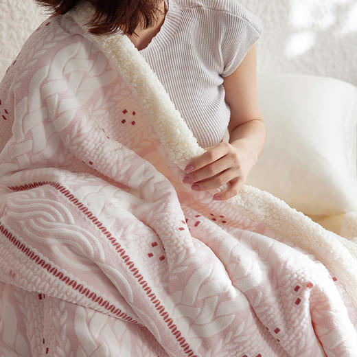 自然醒立体雕花绒羊羔绒毯秋冬加厚毛毯办公室午睡毯冬季沙发毯保暖披肩毯空调毯MT 商品图11