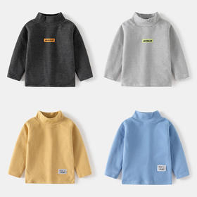 【儿童高领条纹打底衫】2023秋冬韩男童德绒加厚高领长袖T恤宝宝打底