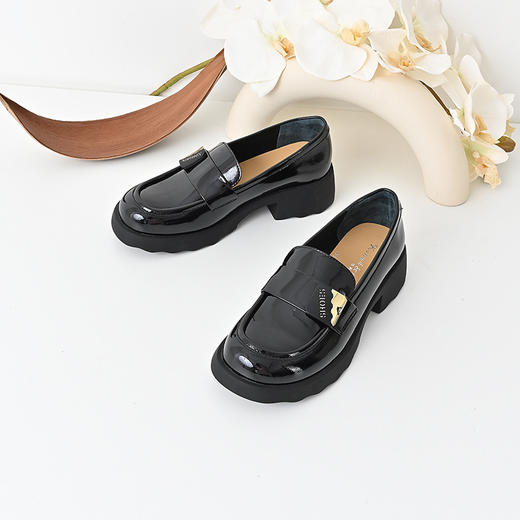 经典鲨2024年秋季新款百搭圆头平底一脚蹬舒适乐福鞋单鞋女KC01-D37081 商品图2