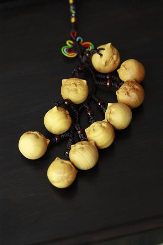 十粒萌猪串°黄杨挂件 商品图0